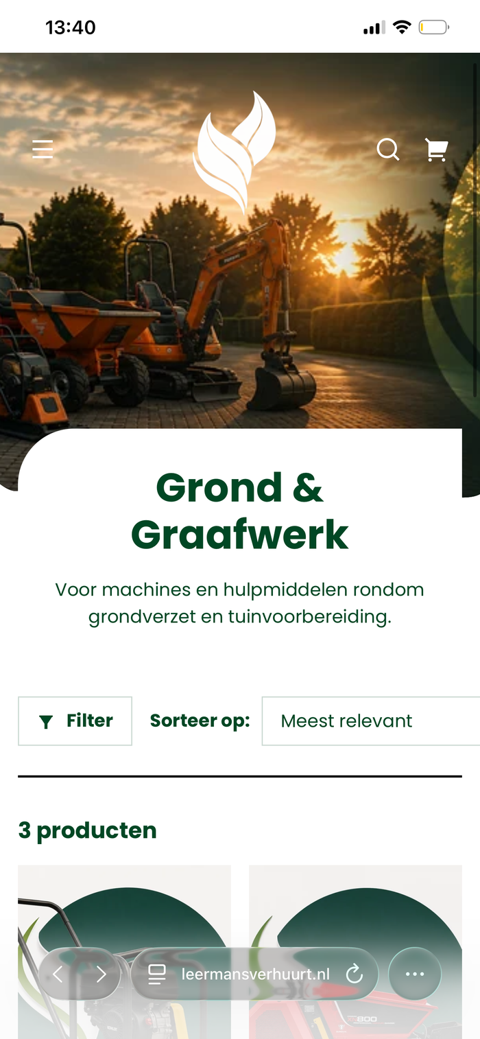 Mobiele productpagina van Leermans Verhuurt
