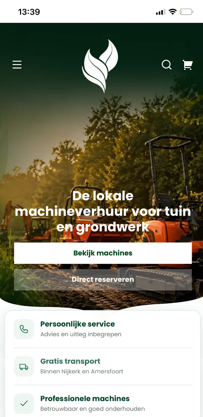 Mobiele weergave van de Leermans Verhuurt webshop